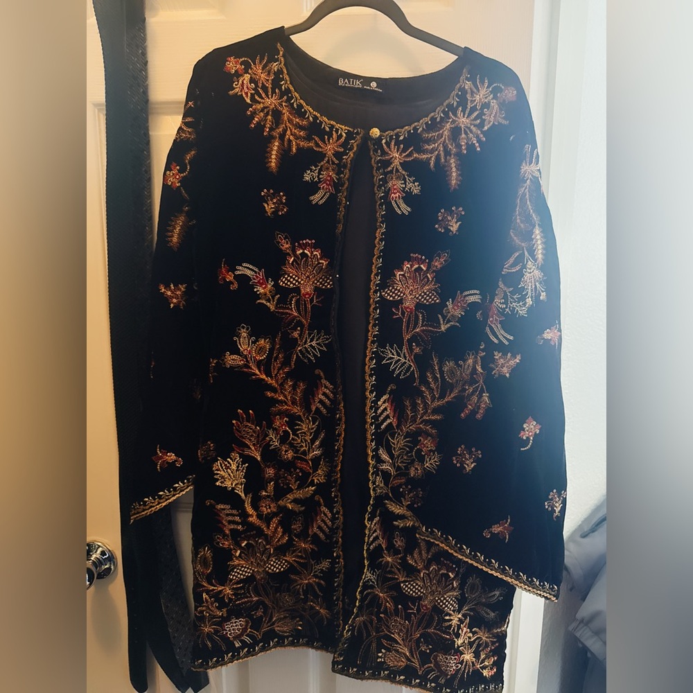 Embroidered Black Velvet Jacket